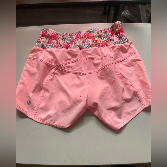 Lululemon Athletica Pink Athletic Shorts with Floral Waistband - Picture 6 of 7